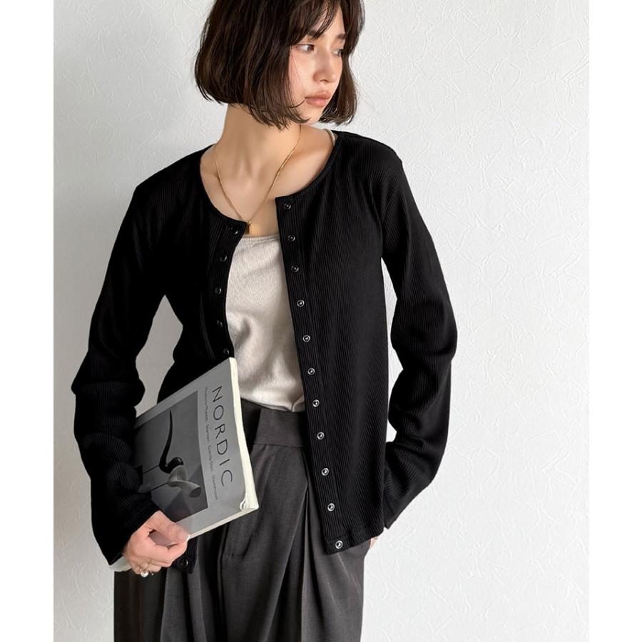 【 クラシカルエルフ classical elf 】 トップス カーディガン レディース 前後2way ドットボタン リブ シンプル | classicalelf | 06