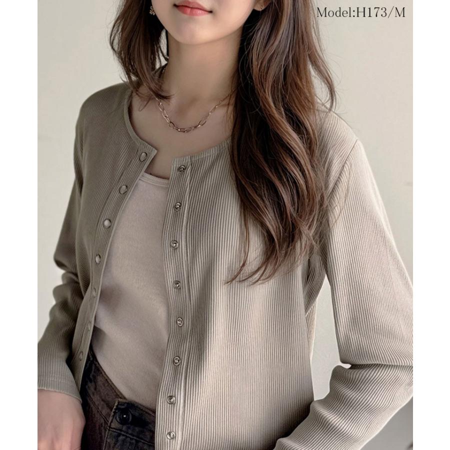 【 クラシカルエルフ classical elf 】 トップス カーディガン レディース 前後2way ドットボタン リブ シンプル | classicalelf | 08