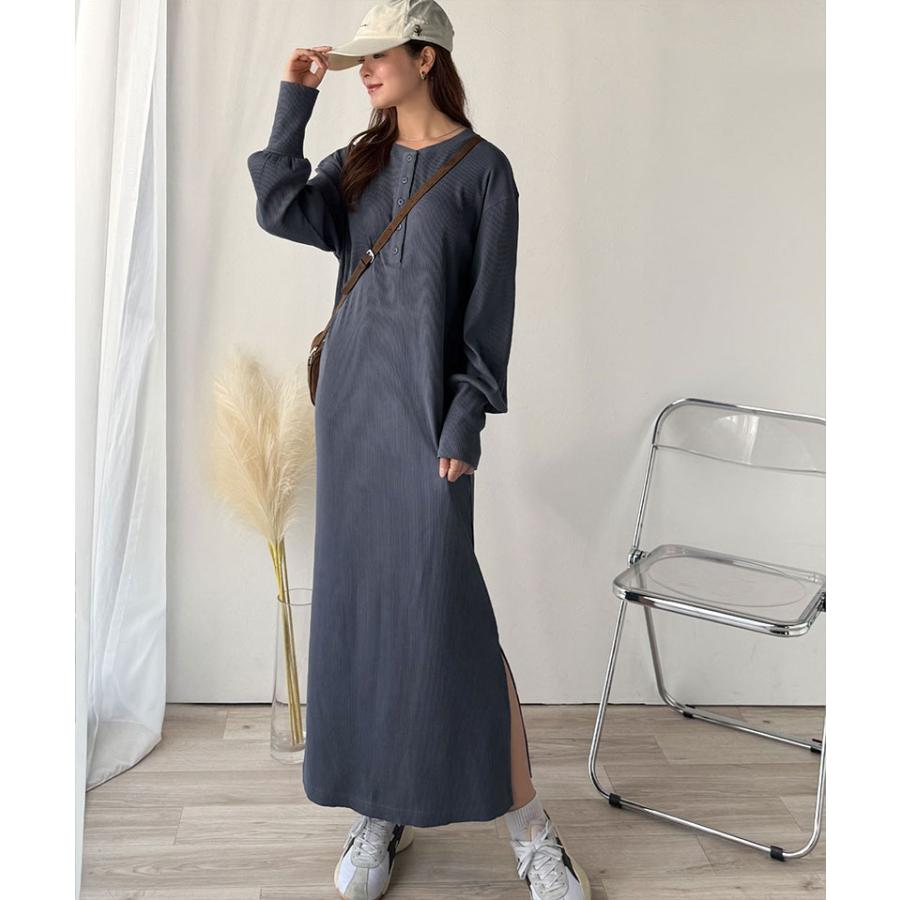 【 クラシカルエルフ classical elf 】ワンピース レディース きれいめ カジュアル 秋 前後 2way ヘンリーネック リブワンピ ロング丈 Iライン | classicalelf | 13