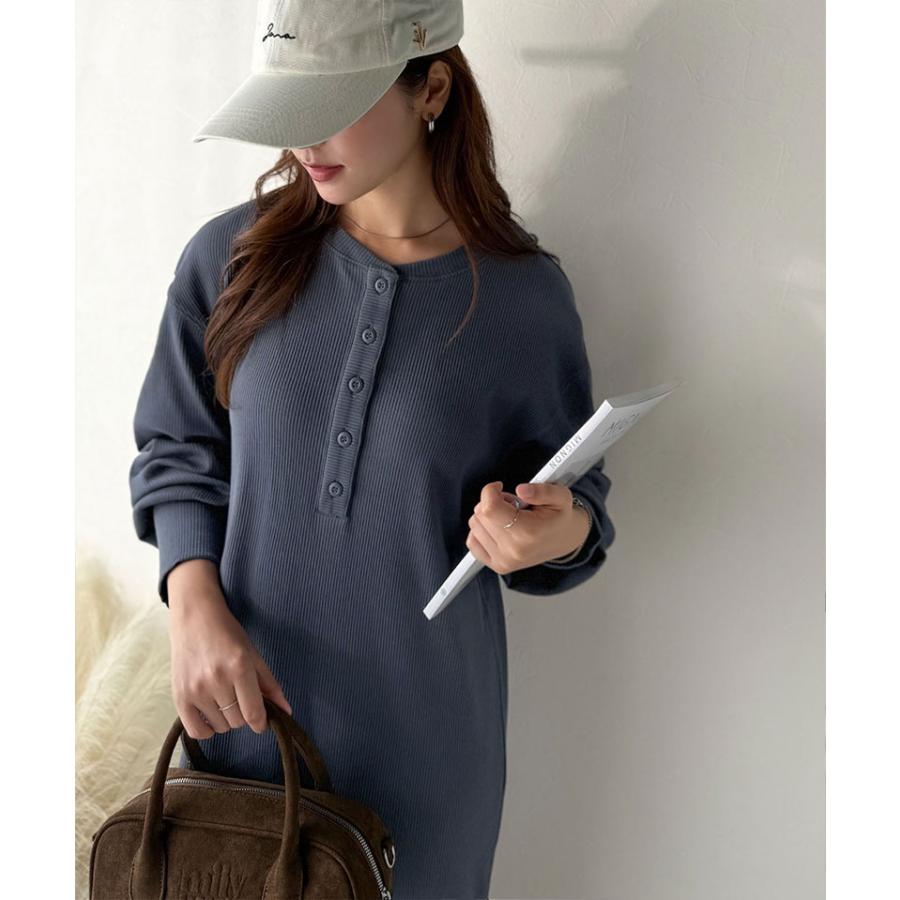 【 クラシカルエルフ classical elf 】ワンピース レディース きれいめ カジュアル 秋 前後 2way ヘンリーネック リブワンピ ロング丈 Iライン | classicalelf | 14