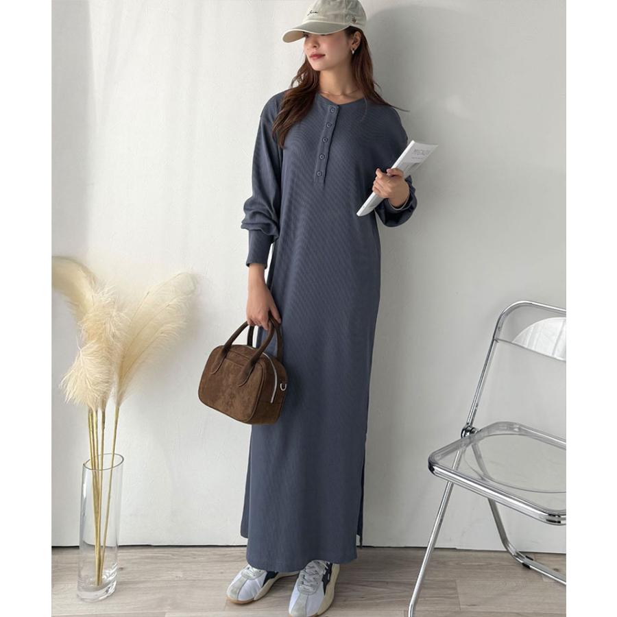 【 クラシカルエルフ classical elf 】ワンピース レディース きれいめ カジュアル 秋 前後 2way ヘンリーネック リブワンピ ロング丈 Iライン | classicalelf | 15