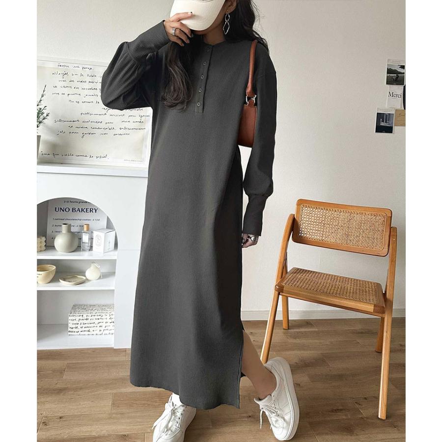 【 クラシカルエルフ classical elf 】ワンピース レディース きれいめ カジュアル 秋 前後 2way ヘンリーネック リブワンピ ロング丈 Iライン | classicalelf | 08