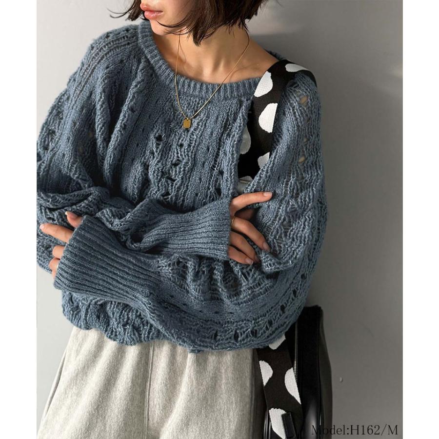 【 クラシカルエルフ classical elf 】 トップス ニット レディース 長袖 ポコポコ 透かし 編み ニットプルオーバー レイヤードコーデ ボリューム 袖 | classicalelf | 11