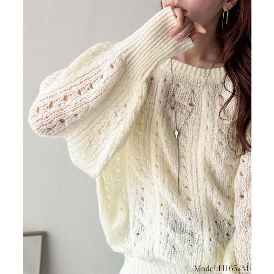 【 クラシカルエルフ classical elf 】 トップス ニット レディース 長袖 ポコポコ 透かし 編み ニットプルオーバー レイヤードコーデ ボリューム 袖 | classicalelf | 02