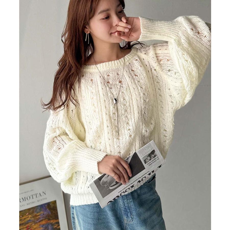 【 クラシカルエルフ classical elf 】 トップス ニット レディース 長袖 ポコポコ 透かし 編み ニットプルオーバー レイヤードコーデ ボリューム 袖 | classicalelf | 03