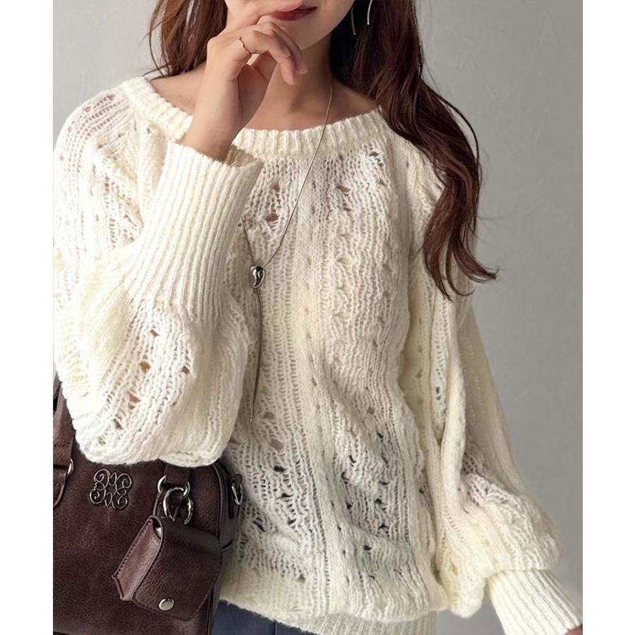 【 クラシカルエルフ classical elf 】 トップス ニット レディース 長袖 ポコポコ 透かし 編み ニットプルオーバー レイヤードコーデ ボリューム 袖 | classicalelf | 04