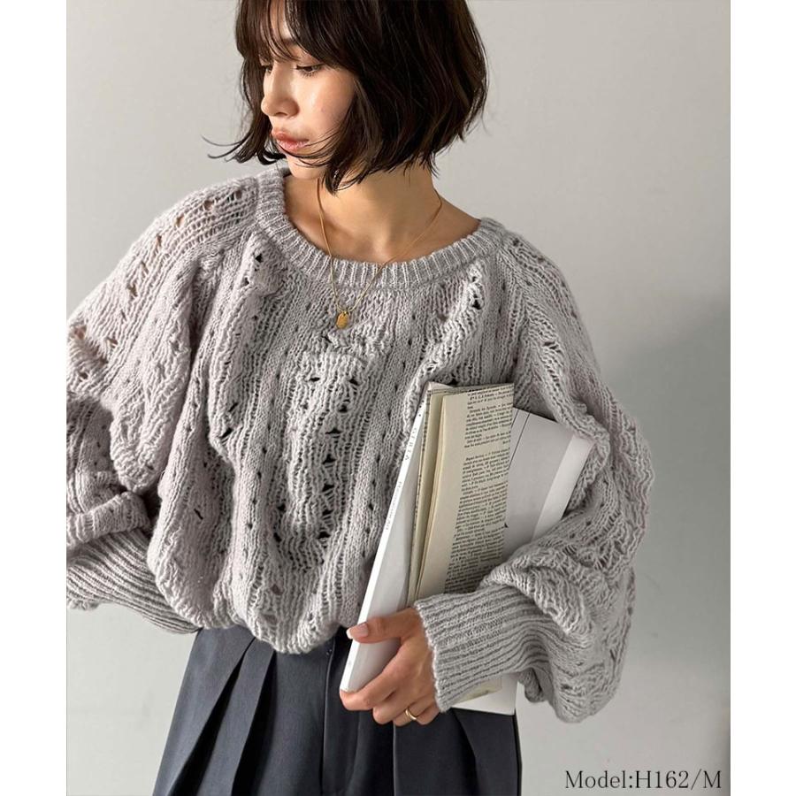 【 クラシカルエルフ classical elf 】 トップス ニット レディース 長袖 ポコポコ 透かし 編み ニットプルオーバー レイヤードコーデ ボリューム 袖 | classicalelf | 05