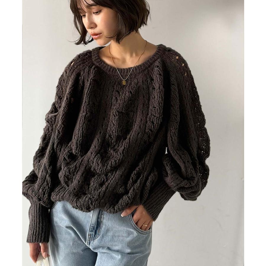 【 クラシカルエルフ classical elf 】 トップス ニット レディース 長袖 ポコポコ 透かし 編み ニットプルオーバー レイヤードコーデ ボリューム 袖 | classicalelf | 09