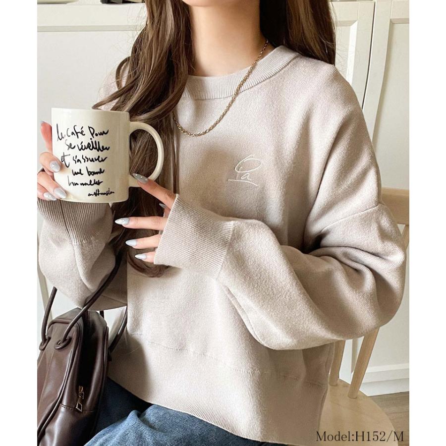 【 クラシカルエルフ classical elf 】ニット レディース 長袖 トップス コクーンニット スウェット見え 胸刺繍 シンプル 軽い着心地 ゆるっと こなれ感 | classicalelf | 10