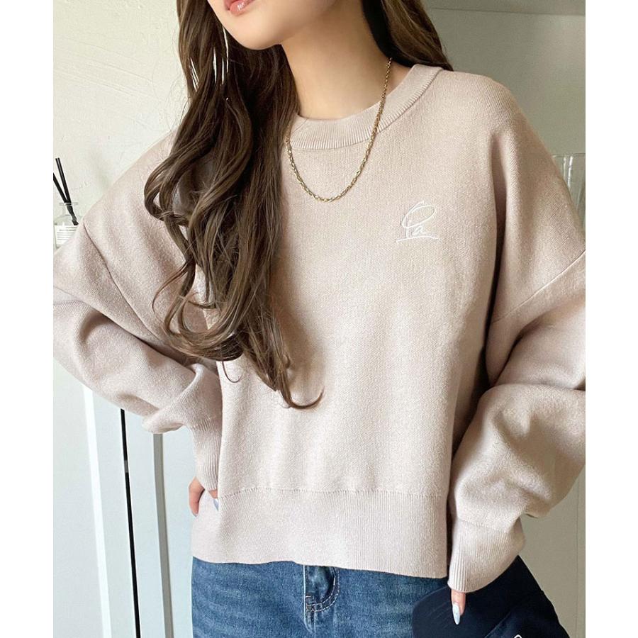 【 クラシカルエルフ classical elf 】ニット レディース 長袖 トップス コクーンニット スウェット見え 胸刺繍 シンプル 軽い着心地 ゆるっと こなれ感 | classicalelf | 11