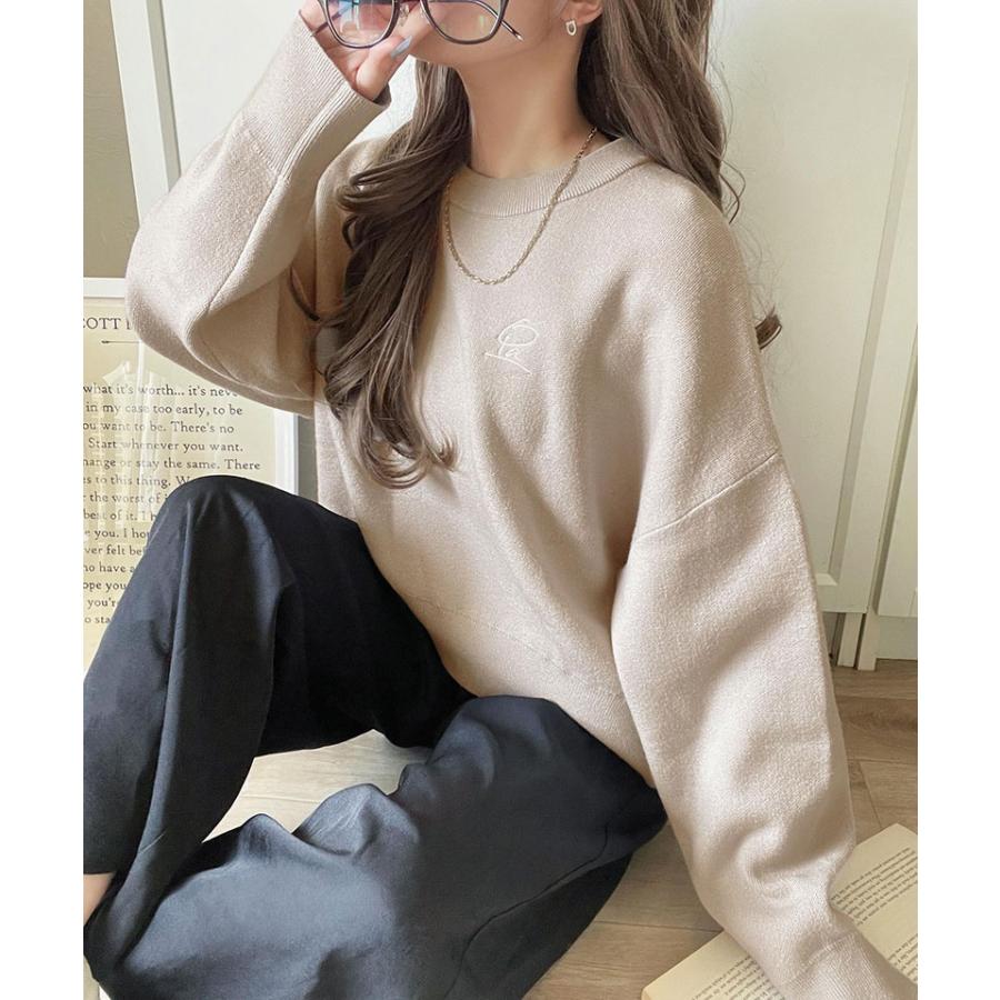 【 クラシカルエルフ classical elf 】ニット レディース 長袖 トップス コクーンニット スウェット見え 胸刺繍 シンプル 軽い着心地 ゆるっと こなれ感 | classicalelf | 12