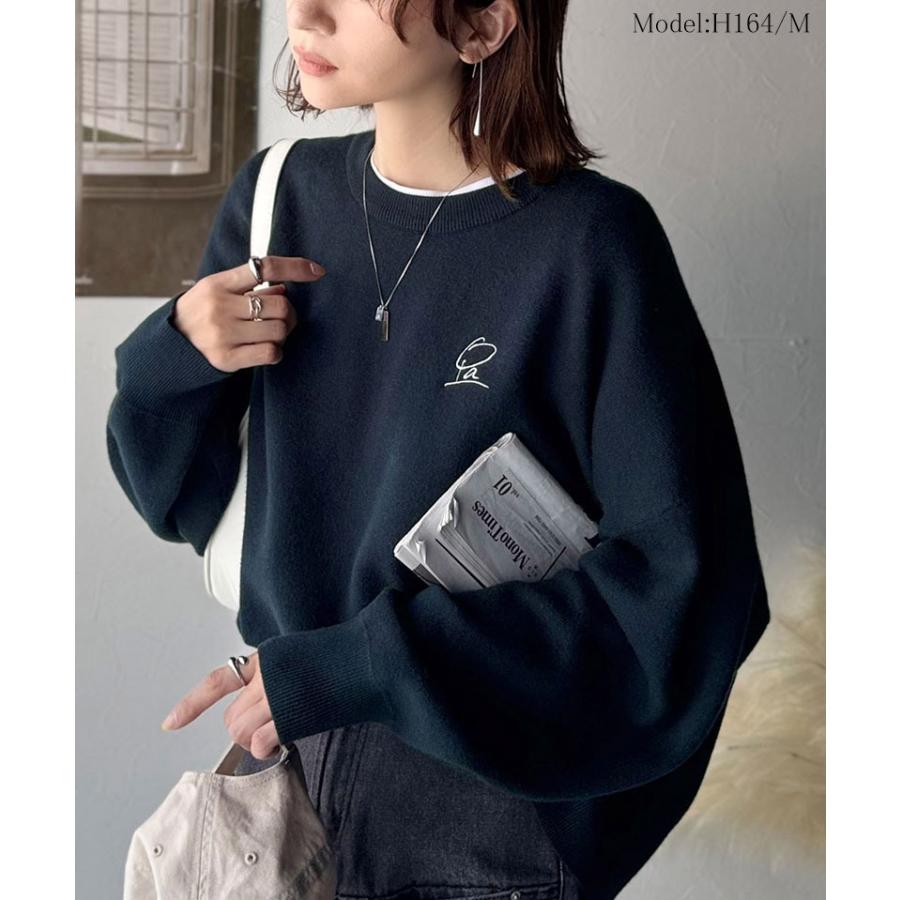 【 クラシカルエルフ classical elf 】ニット レディース 長袖 トップス コクーンニット スウェット見え 胸刺繍 シンプル 軽い着心地 ゆるっと こなれ感 | classicalelf | 13