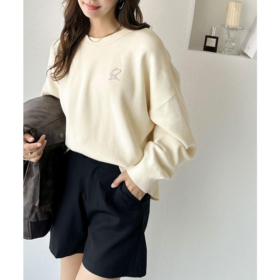 【 クラシカルエルフ classical elf 】ニット レディース 長袖 トップス コクーンニット スウェット見え 胸刺繍 シンプル 軽い着心地 ゆるっと こなれ感 | classicalelf | 04