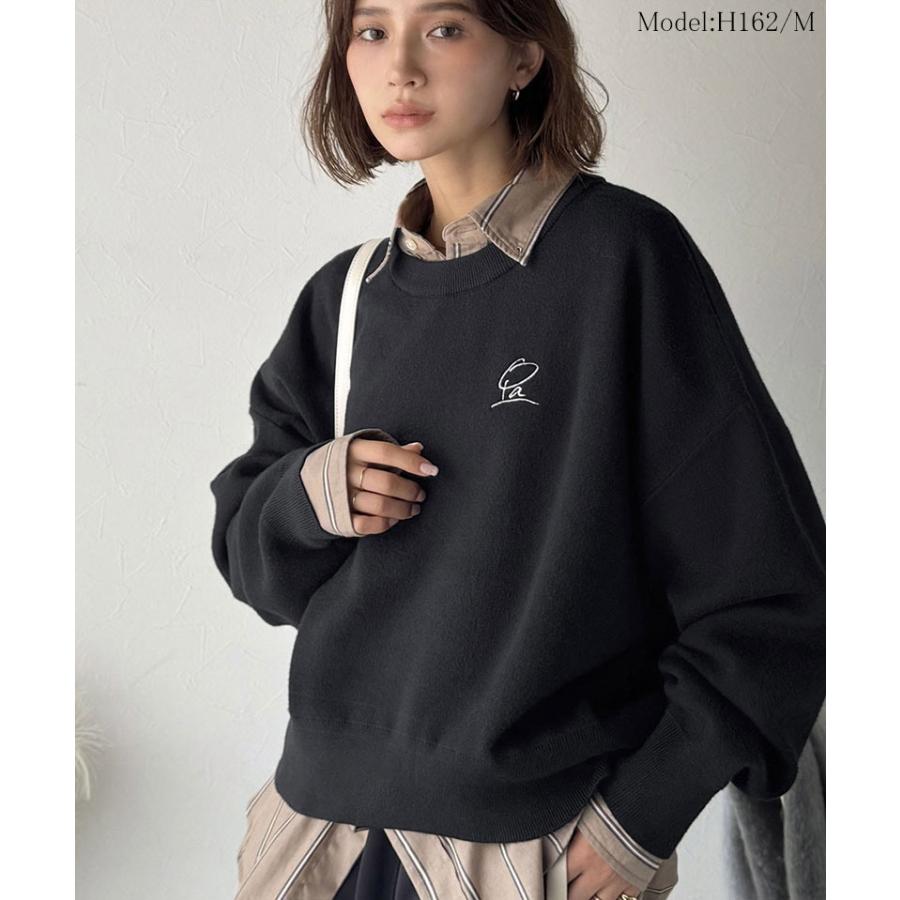 【 クラシカルエルフ classical elf 】ニット レディース 長袖 トップス コクーンニット スウェット見え 胸刺繍 シンプル 軽い着心地 ゆるっと こなれ感 | classicalelf | 05