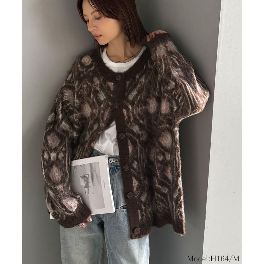 【 クラシカルエルフ classical elf 】カーディガン レディース 秋 トップス ヴィンテージ調 モヘアタッチ 前後 2way アンティーク ラグ モチーフ柄 | classicalelf | 10