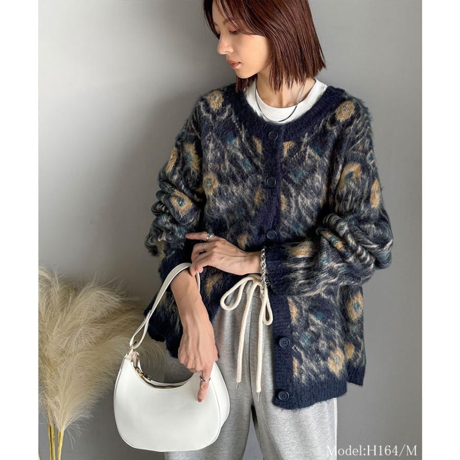 【 クラシカルエルフ classical elf 】カーディガン レディース 秋 トップス ヴィンテージ調 モヘアタッチ 前後 2way アンティーク ラグ モチーフ柄 | classicalelf | 14