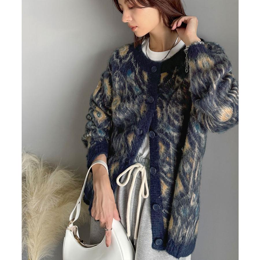 【 クラシカルエルフ classical elf 】カーディガン レディース 秋 トップス ヴィンテージ調 モヘアタッチ 前後 2way アンティーク ラグ モチーフ柄 | classicalelf | 15