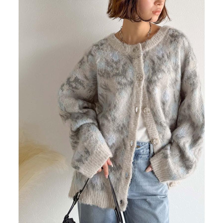 【 クラシカルエルフ classical elf 】カーディガン レディース 秋 トップス ヴィンテージ調 モヘアタッチ 前後 2way アンティーク ラグ モチーフ柄 | classicalelf | 06