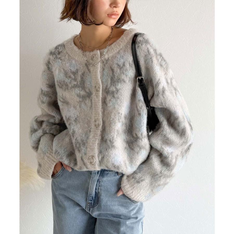 【 クラシカルエルフ classical elf 】カーディガン レディース 秋 トップス ヴィンテージ調 モヘアタッチ 前後 2way アンティーク ラグ モチーフ柄 | classicalelf | 07