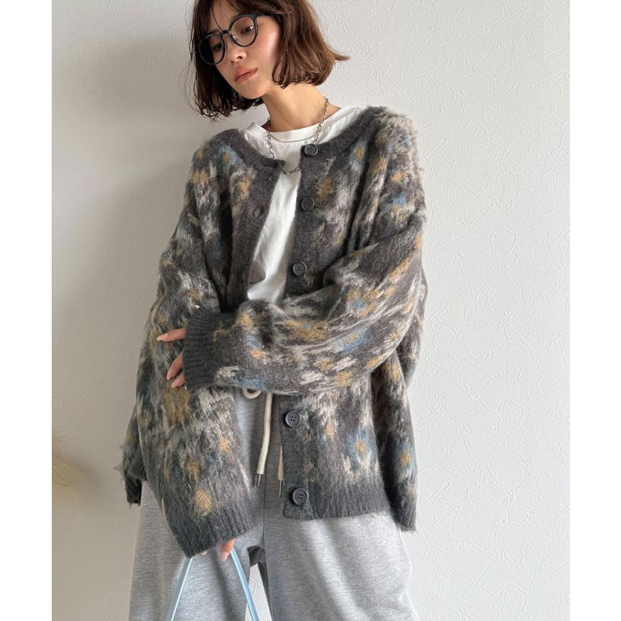 【 クラシカルエルフ classical elf 】カーディガン レディース 秋 トップス ヴィンテージ調 モヘアタッチ 前後 2way アンティーク ラグ モチーフ柄 | classicalelf | 09