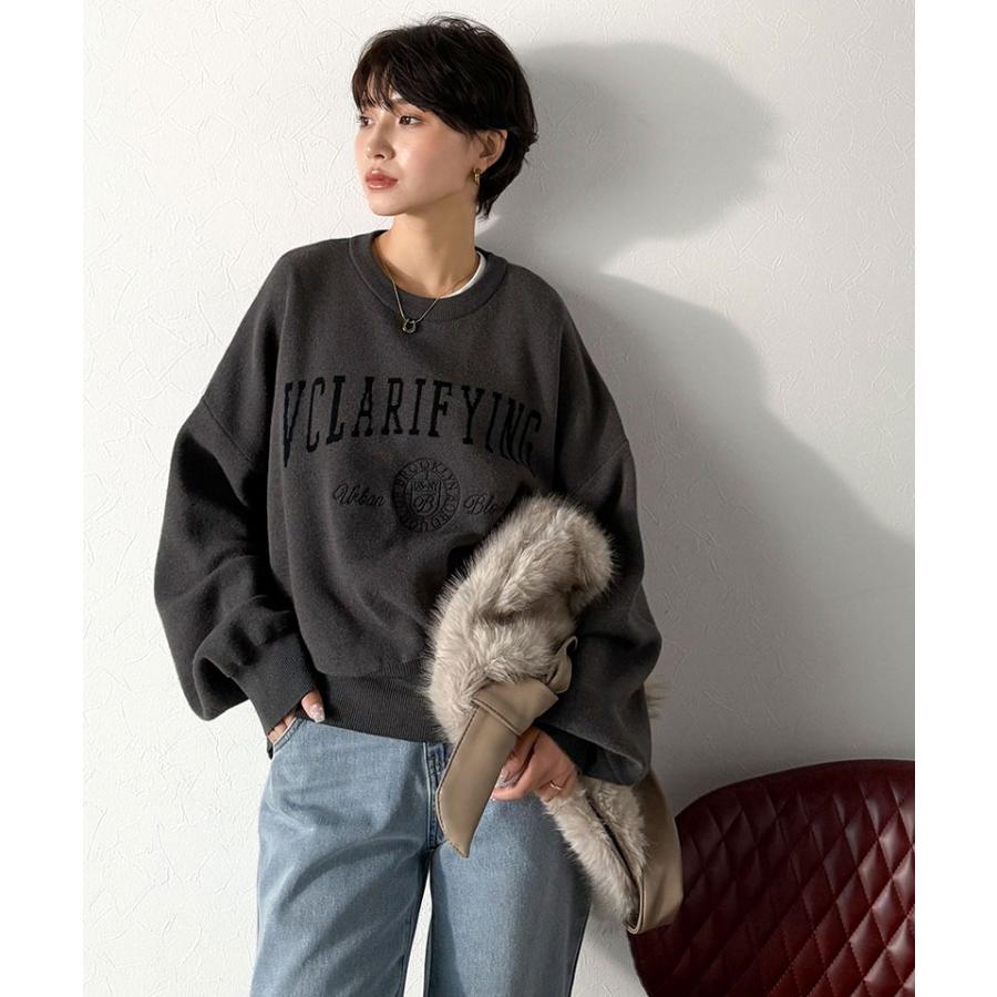 【 クラシカルエルフ classical elf 】ニット レディース 長袖 トップス レディース プルオーバー ダブルジャガード 刺繍 カレッジロゴ ボリューム袖 | classicalelf | 10