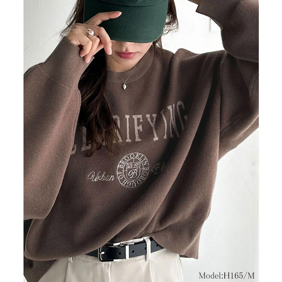 【 クラシカルエルフ classical elf 】ニット レディース 長袖 トップス レディース プルオーバー ダブルジャガード 刺繍 カレッジロゴ ボリューム袖 | classicalelf | 13