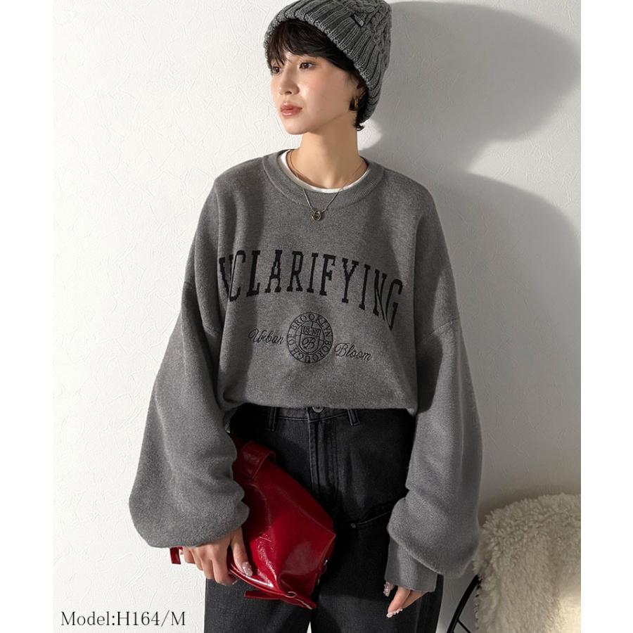 【 クラシカルエルフ classical elf 】ニット レディース 長袖 トップス レディース プルオーバー ダブルジャガード 刺繍 カレッジロゴ ボリューム袖 | classicalelf | 06