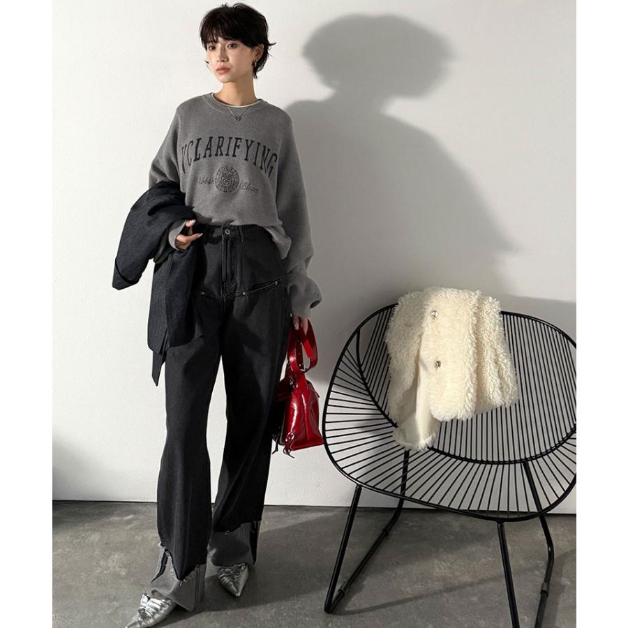 【 クラシカルエルフ classical elf 】ニット レディース 長袖 トップス レディース プルオーバー ダブルジャガード 刺繍 カレッジロゴ ボリューム袖 | classicalelf | 07