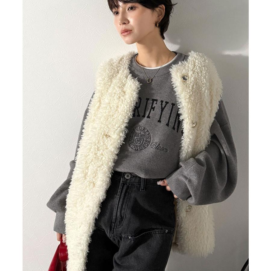 【 クラシカルエルフ classical elf 】ニット レディース 長袖 トップス レディース プルオーバー ダブルジャガード 刺繍 カレッジロゴ ボリューム袖 | classicalelf | 08