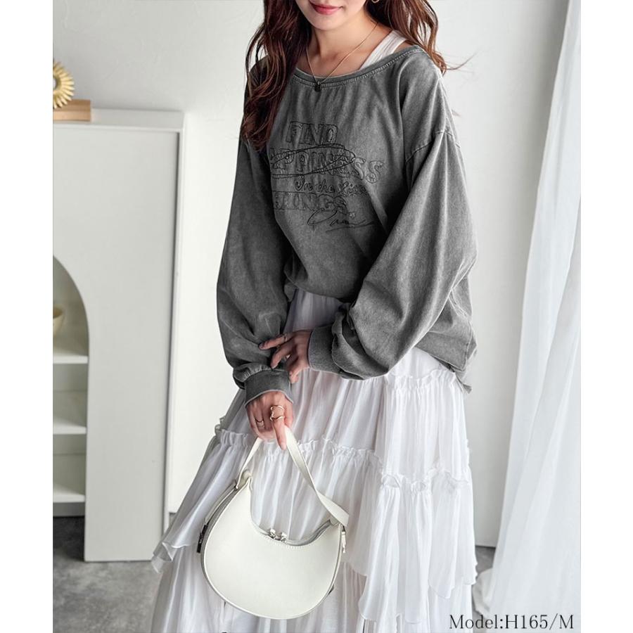 【 クラシカルエルフ classical elf 】トップス Tシャツ レディース 綿100％ 前後2way ヴィンテージ 風 ワイド ネック ロンTee 長袖 | classicalelf | 06