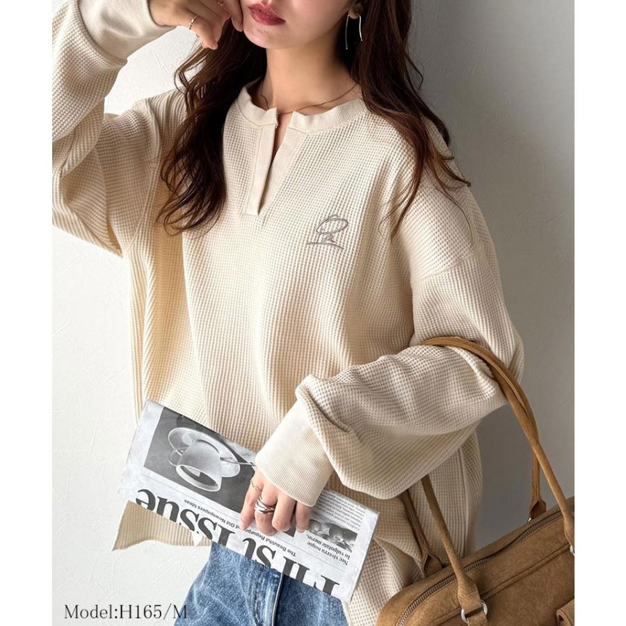 【 クラシカルエルフ classical elf 】トップス 秋 カットソー 長袖 レディース クロンT 長袖 Tシャツ ロング キーネック オーバーサイズ ワッフル | classicalelf | 11