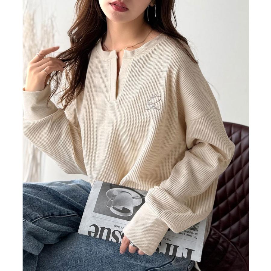 【 クラシカルエルフ classical elf 】トップス 秋 カットソー 長袖 レディース クロンT 長袖 Tシャツ ロング キーネック オーバーサイズ ワッフル | classicalelf | 12
