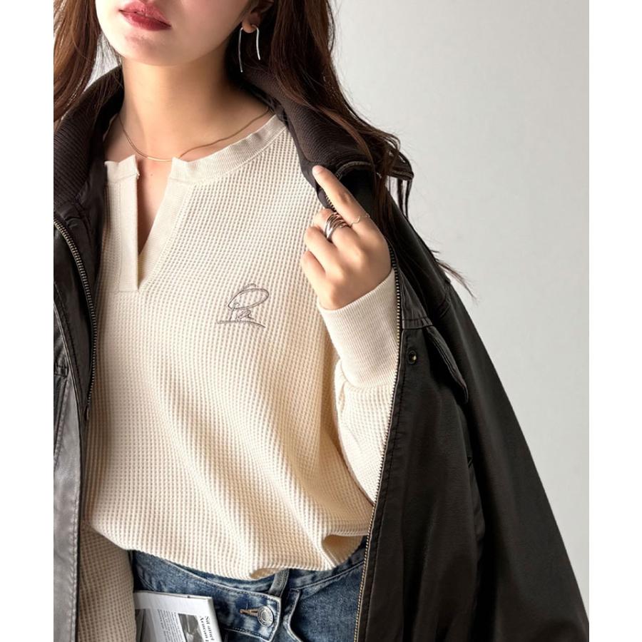 【 クラシカルエルフ classical elf 】トップス 秋 カットソー 長袖 レディース クロンT 長袖 Tシャツ ロング キーネック オーバーサイズ ワッフル | classicalelf | 13