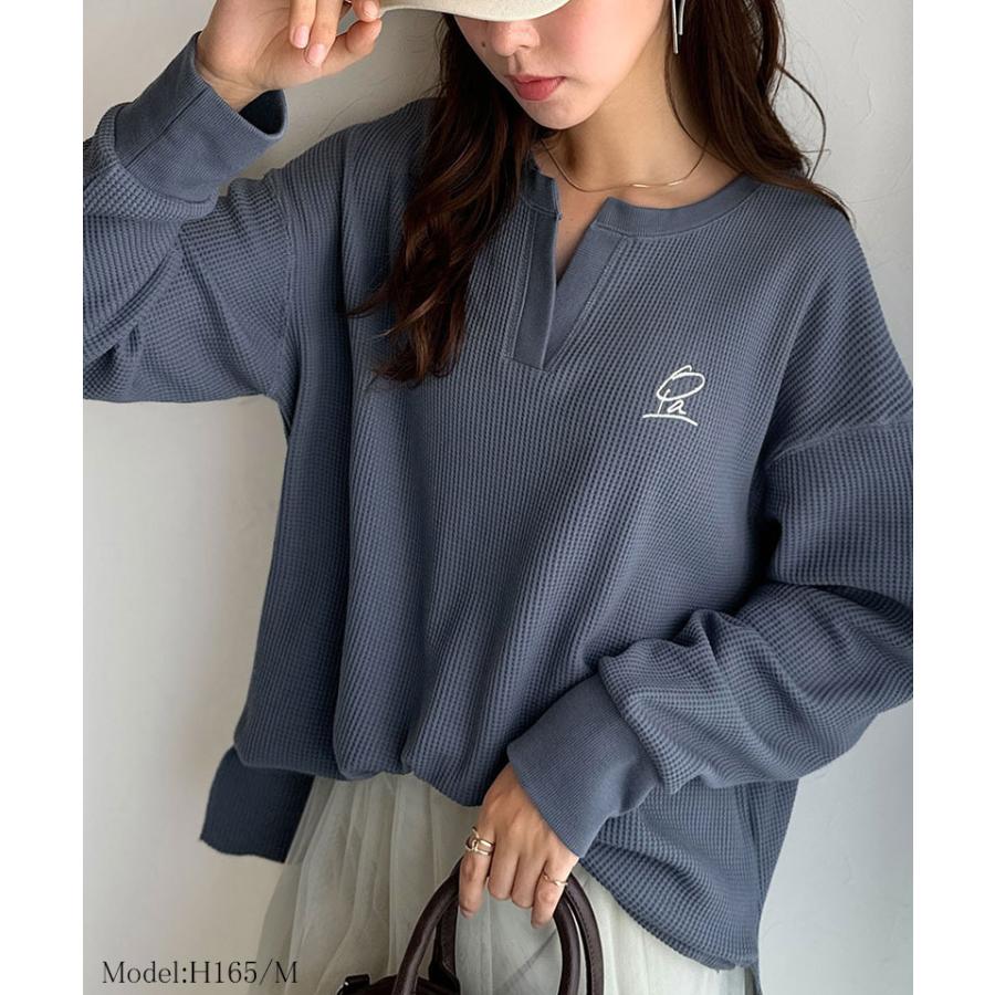 【 クラシカルエルフ classical elf 】トップス 秋 カットソー 長袖 レディース クロンT 長袖 Tシャツ ロング キーネック オーバーサイズ ワッフル | classicalelf | 14