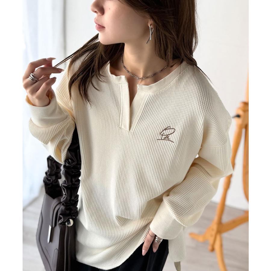 【 クラシカルエルフ classical elf 】トップス 秋 カットソー 長袖 レディース クロンT 長袖 Tシャツ ロング キーネック オーバーサイズ ワッフル | classicalelf | 03