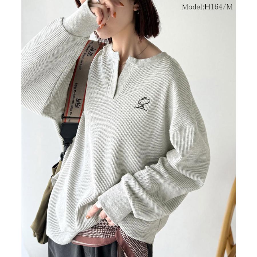 【 クラシカルエルフ classical elf 】トップス 秋 カットソー 長袖 レディース クロンT 長袖 Tシャツ ロング キーネック オーバーサイズ ワッフル | classicalelf | 05
