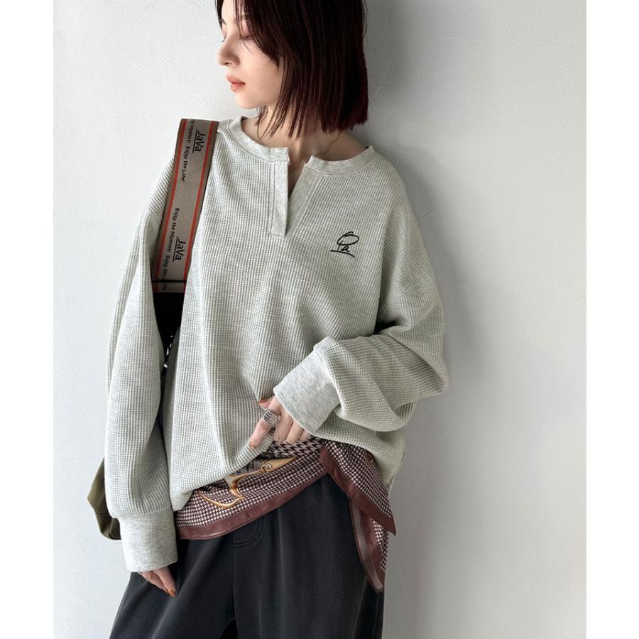 【 クラシカルエルフ classical elf 】トップス 秋 カットソー 長袖 レディース クロンT 長袖 Tシャツ ロング キーネック オーバーサイズ ワッフル | classicalelf | 06