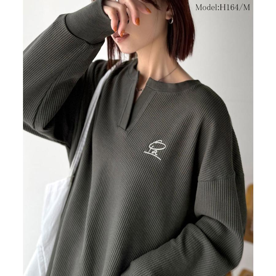 【 クラシカルエルフ classical elf 】トップス 秋 カットソー 長袖 レディース クロンT 長袖 Tシャツ ロング キーネック オーバーサイズ ワッフル | classicalelf | 08