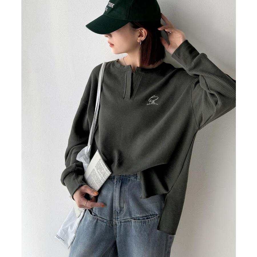 【 クラシカルエルフ classical elf 】トップス 秋 カットソー 長袖 レディース クロンT 長袖 Tシャツ ロング キーネック オーバーサイズ ワッフル | classicalelf | 09