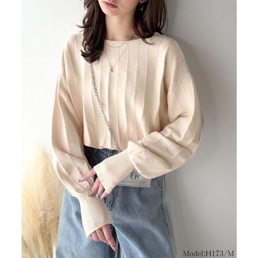 【 クラシカルエルフ classical elf 】 トップス ニット レディース タック 編み 袖口 スリット パフニット滑らか 肌触り デイリー オフィス 着回し | classicalelf | 02