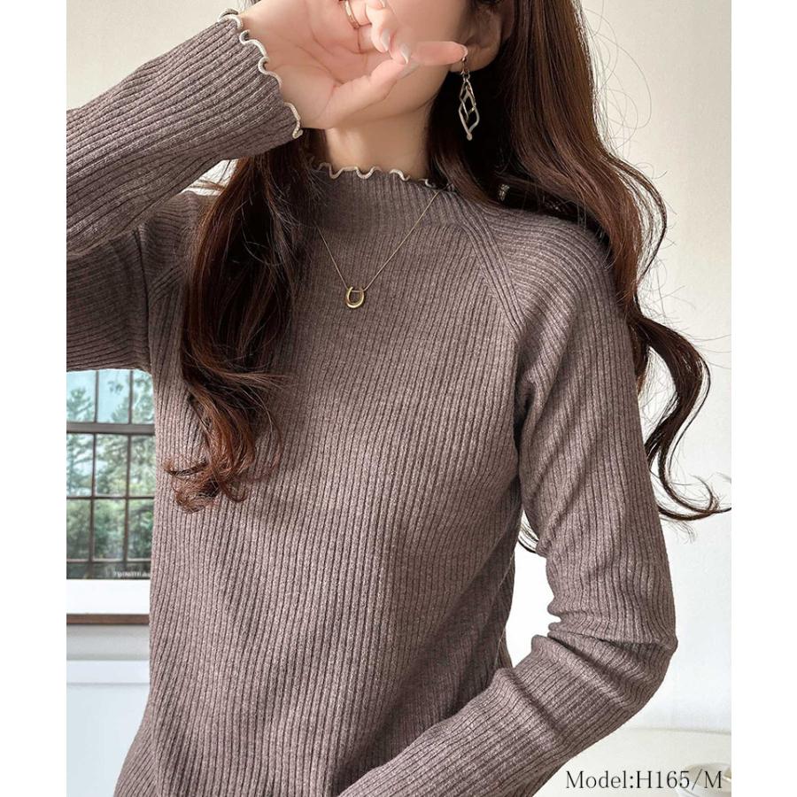 【 クラシカルエルフ classical elf 】ニット レディース 長袖 トップス リブニット バイカラー 配色メロウ フィット感 華奢見え 柔らかい プチハイネック | classicalelf | 10