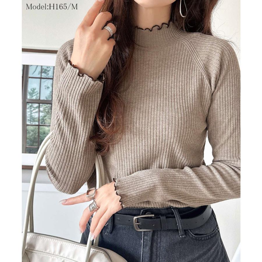 【 クラシカルエルフ classical elf 】ニット レディース 長袖 トップス リブニット バイカラー 配色メロウ フィット感 華奢見え 柔らかい プチハイネック | classicalelf | 12