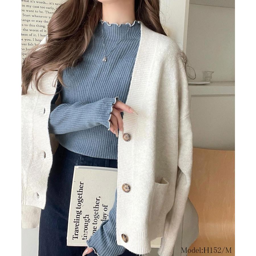 【 クラシカルエルフ classical elf 】ニット レディース 長袖 トップス リブニット バイカラー 配色メロウ フィット感 華奢見え 柔らかい プチハイネック | classicalelf | 13