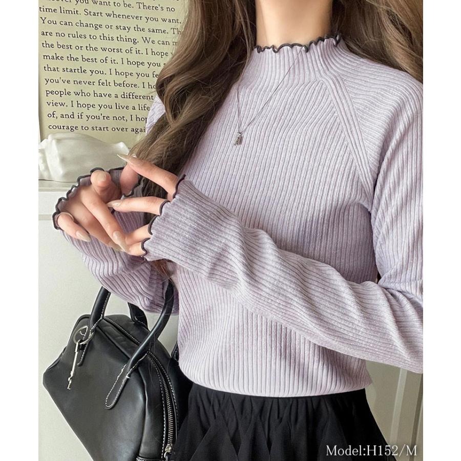 【 クラシカルエルフ classical elf 】ニット レディース 長袖 トップス リブニット バイカラー 配色メロウ フィット感 華奢見え 柔らかい プチハイネック | classicalelf | 14