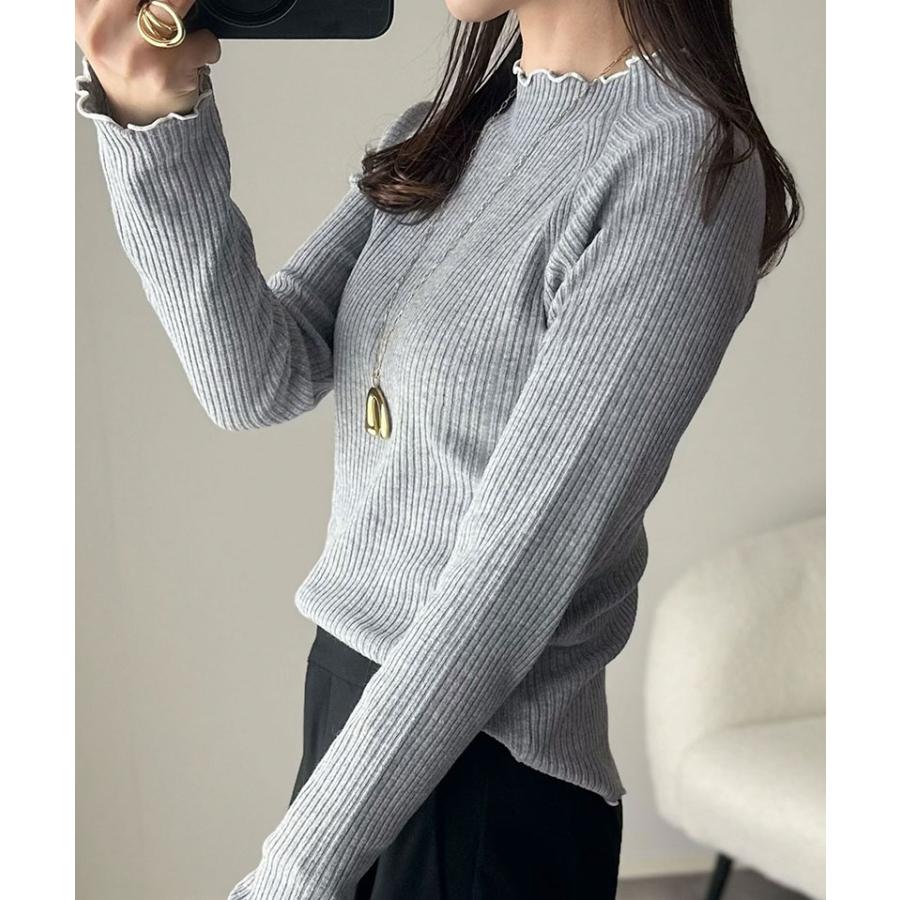 【 クラシカルエルフ classical elf 】ニット レディース 長袖 トップス リブニット バイカラー 配色メロウ フィット感 華奢見え 柔らかい プチハイネック | classicalelf | 07