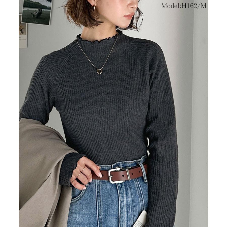 【 クラシカルエルフ classical elf 】ニット レディース 長袖 トップス リブニット バイカラー 配色メロウ フィット感 華奢見え 柔らかい プチハイネック | classicalelf | 08