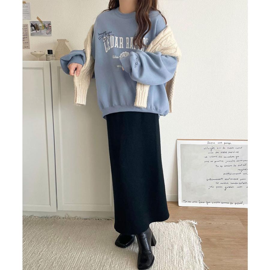 【 クラシカルエルフ classical elf 】スウェット レディース トップス 今っぽ カジュアル エンブレム 風 らくがき 刺繍 入り フロッキー プリント 裏起毛 | classicalelf | 15