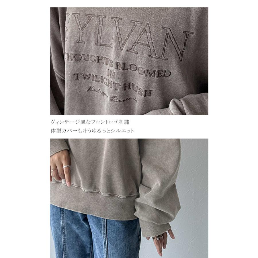 【 クラシカルエルフ classical elf 】スウェット レディース トップス プルオーバー オーバーサイズ 刺繍ロゴ レトロ 古着 大人カジュアル メンズライク | classicalelf | 16