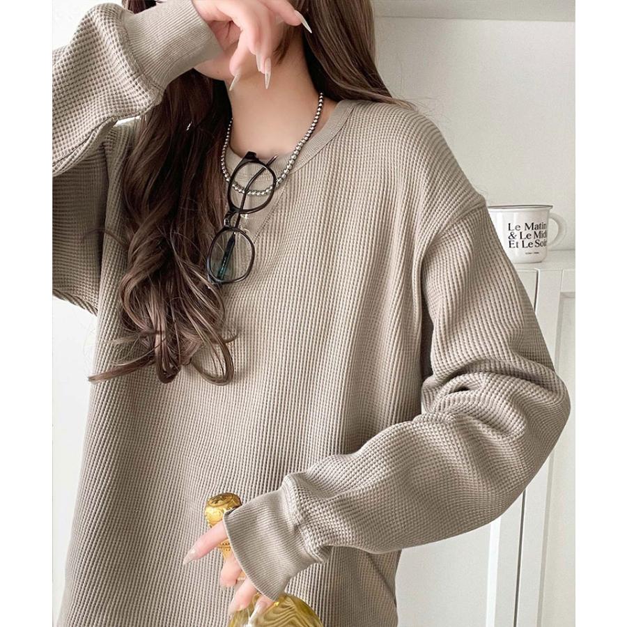 【 クラシカルエルフ classical elf 】 ロンt レディース ブランド トップス ニュアンス カラー 綿 100％ V ガゼット 付き ワッフル 素材 ロンT 長袖 | classicalelf | 14