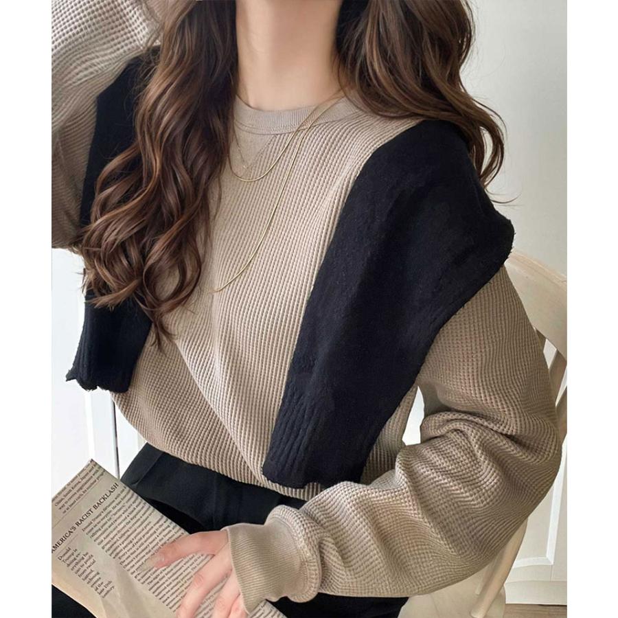 【 クラシカルエルフ classical elf 】 ロンt レディース ブランド トップス ニュアンス カラー 綿 100％ V ガゼット 付き ワッフル 素材 ロンT 長袖 | classicalelf | 15